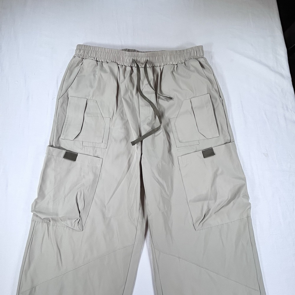 NWT COOFANDY Men's L Utility Straight Fit Cargo Pants Casual Khaki Drawstring - Picture 3 of 11